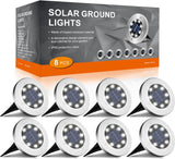 Solar Bodenleuchte Solarleuchte für Garten Solar Außenleuchte 8 LEDs wasserdicht Edelstahl + Kunststoff 8 Stk