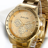 Herren Armbanduhr, Business Casual Skelett mechanische Mechanik Uhr mit Edelstahl Armband, Gold Farben ÖZENSAAT