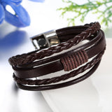 Lederarmband Herren Damen Armband Multi-Layered Wickelarmband geflochten Leder Armbänder Armreif mit Magnetverschluss Geschenke für Männer Schwarz Braun Silber ÖZENSAAT