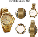 Herren Armbanduhr, Business Casual Skelett mechanische Mechanik Uhr mit Edelstahl Armband, Gold Farben ÖZENSAAT