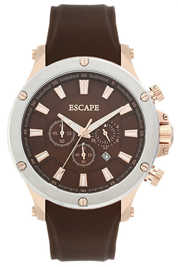 ESCAPE EC1082-104 Chronograph Braun Silikon Herrenuhr, ÖZEN SAAT