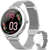 Smartwatch Damen, Fitness Tracker mit Schrittzähler IP67 Wasserdicht Sportuhr mit Weibliches Zyklusmanagement Pulsuhr Blutdruckmessgerät Schlafmonitor Damen Armbanduhr für Android iOS