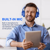 Bluetooth Kopfhörer Over Ear, 55H Spielzeit, HiFi Stereo Faltbares Bass Kopfhörer Kabellos und Kabel-Kopfhörer mit Integriertem Mikrofon für Online-Meeting/Online-Kurs/Handy/PC