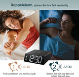 Digitaler Wecker mit Kabelloser Ladestation, Digital Uhr mit 4 Helligkeit/Snooze/Großen Zahlen/Wireless Charger - Schwarz