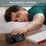 Digitaler Wecker mit Kabelloser Ladestation, Digital Uhr mit 4 Helligkeit/Snooze/Großen Zahlen/Wireless Charger - Schwarz