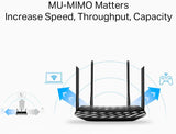 WLAN-Router, Archer C6 Dualband Gigabit (867Mbit/s 5GHz + 300Mbit/s 2,4GHz, 4 Gigabit LAN-Port, Mu-MIMO, IPTV, VPN, 4 externe Antennen) schwarz