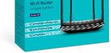 WLAN-Router, Archer C6 Dualband Gigabit (867Mbit/s 5GHz + 300Mbit/s 2,4GHz, 4 Gigabit LAN-Port, Mu-MIMO, IPTV, VPN, 4 externe Antennen) schwarz