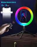 Ringlicht mit Stativ und Handyhalter, 10-Zoll-Selfie-Ringlichter für Make-up, Live-Streaming, Tiktok, YouTube-Video, dimmbares LED-Kreislicht mit Fernbedienung