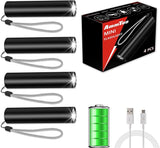 Mini LED Taschenlampe, 4 Stück Superhelle LED Taschenlampen mit 3 Modi, (mit Eingebauter Batterie) Klein Aufladbar USB Wasserdichte Handlampe Taschenlampen für Kinder, Angeln, Wandern und Camping