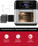 Heißluftfritteuse 10L, Heissluftfriteuse XXL, All-in-1-Airfryer heißluftbackofen, LED-Touchscreen, Friteuse, Grillen, Braten, 5 Zubehörteile und Kochbuch, BPA- und PFOA-frei