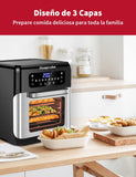 Heißluftfritteuse 10L, Heissluftfriteuse XXL, All-in-1-Airfryer heißluftbackofen, LED-Touchscreen, Friteuse, Grillen, Braten, 5 Zubehörteile und Kochbuch, BPA- und PFOA-frei