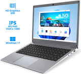 Notebook 14 Zoll, Intel Celeron N4000 #Laptop mit Windows 11, 12GB LPDDR4 256GB SSD, Intel UHD 600, FHD 1920x1080P, 2,4G+5G WLAN, BT4.0, USB 3.0