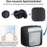 Lichtbox Fotografie, Fotostudio Beleuchtung 70*70*70cm, Schießzelt mit 2 STÜCK 120pcs-LED-Ringlicht, Dimmbare Helligkeit 3000-5000K, faltbares und tragbares Tischbeleuchtungsset mit 6pcs Hintergründe