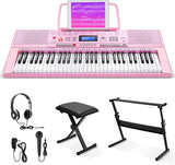 61 Keys Keyboard Piano Set, Electronic Keyboard Digital Piano, Pink, ÖZEN SAAT