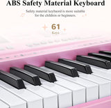 61 Keys Keyboard Piano Set, Electronic Keyboard Digital Piano, Pink, ÖZEN SAAT