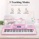 61 Keys Keyboard Piano Set, Electronic Keyboard Digital Piano, Pink, ÖZEN SAAT