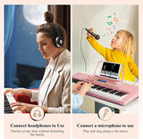 61 Keys Keyboard Piano Set, Electronic Keyboard Digital Piano, Pink, ÖZEN SAAT