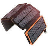 Solar Powerbank 25000mAh Tragbare Solar Ladegerät mit 4 Solarpanels, Outdoor wasserfester externer Akku mit 2 USB Ports für Smartphones, Tablets