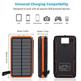 Solar Powerbank 25000mAh Tragbare Solar Ladegerät mit 4 Solarpanels, Outdoor wasserfester externer Akku mit 2 USB Ports für Smartphones, Tablets