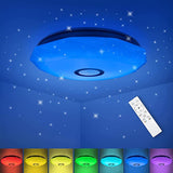 LED Deckenleuchte Dimmbar mit Fernbedienung | 24W RGB Deckenlampe mit 7 Lichtfarben | 3 Farbtemperaturen | Sternenhimmel | 34x7cm Flimmerfrei Deckenleuchten für Wohnzimmer, Kinderzimmer.