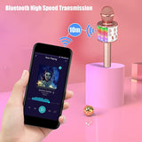 Karaoke Mikrofon Bluetooth Mikrofon Kinder Kabellos mit LED-Leuchten Kinder Geschenk Spielzeug Stimme Verzerrung Mikrofon mit Lautsprecher, kompatibel mit Android, iOS, PC; ÖZEN SAAT