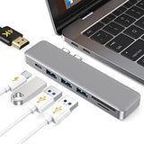 Aluminium 7-in-1-Multiport-Hub mit Zwei USB-C-Anschlüssen 4K-Video-HD-Ausgang SD/TF-Kartenleser USB-3.1-Typ-C-Anschluss und 3 Super Speed USB 3.0-Anschlüsse; ÖZEN SAAT