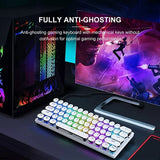 Gaming-Tastatur STOGA Kabelgebundene Mini-Kompakt-RGB-LED-Hintergrundbeleuchtung Computer-Tastatur, runde Tastenkappe Programmierbare Makrofunktion US Layout, geeignet für PC-Gamer/Büro (weiß