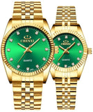 Stylish watch goldfarbe Paaruhren business uhren quarz pair table 004A goldgrün IGP fashion watches