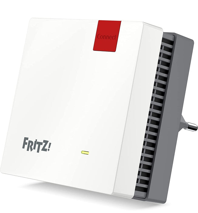 AVM FRITZ!Repeater 1200 AX (Wi-Fi 6 Repeater) ausgestattet mit zwei Funkeinheiten: 5-GHz-Band (bis 2.400 Mbit/s), 2,4-GHz-Band (bis 600 Mbit/s), deutschsprachige Version)