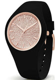 Ice Watch 001346 glitter black rosègold 34mm Small Damenuhr neu Silikon schwarz ÖZEN SAAT